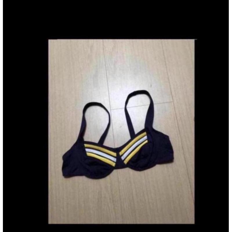 2 delige marine blauwe geel/wit detail bikini.